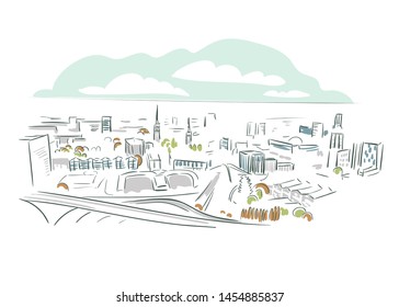 Coventry United Kingdom Europe vector sketch city illustration line art