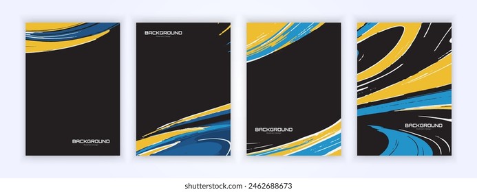 cover abstract design background, blue yellow grunge, brush, illustration