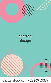 Cover abstract design. Background with geometric shapes. Template for stories, post, blog, sale, web and mobile app. Circles, lines, dots. Bright poster, banner mint background. Vector illustration