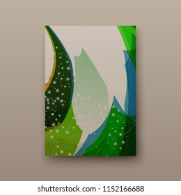 Cover with an abstract pattern of chaotically arranged lines on a colored background in retro style. Vector illustration