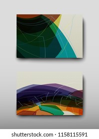 Cover with an abstract pattern of chaotically arranged lines on a colored background in retro style. Vector illustration