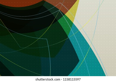 Cover with an abstract pattern of chaotically arranged lines on a colored background in retro style. Vector illustration