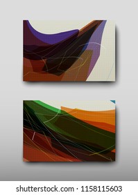 Cover with an abstract pattern of chaotically arranged lines on a colored background in retro style. Vector illustration