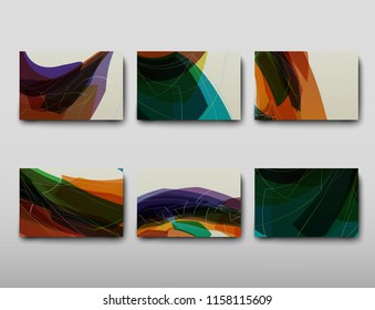 Cover with an abstract pattern of chaotically arranged lines on a colored background in retro style. Vector illustration