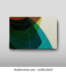 Cover with an abstract pattern of chaotically arranged lines on a colored background in retro style. Vector illustration