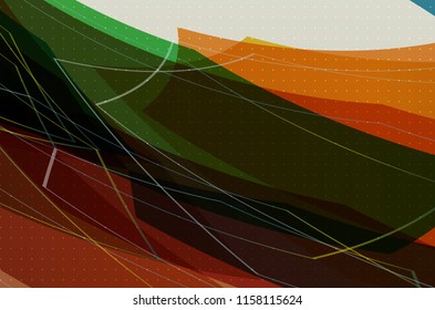 Cover with an abstract pattern of chaotically arranged lines on a colored background in retro style. Vector illustration