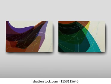 Cover with an abstract pattern of chaotically arranged lines on a colored background in retro style. Vector illustration