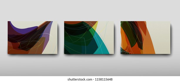 Cover with an abstract pattern of chaotically arranged lines on a colored background in retro style. Vector illustration