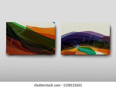 Cover with an abstract pattern of chaotically arranged lines on a colored background in retro style. Vector illustration