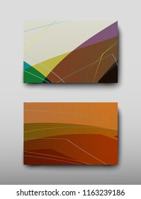 Cover with an abstract pattern of chaotically arranged lines on a colored background in retro style. Vector illustration