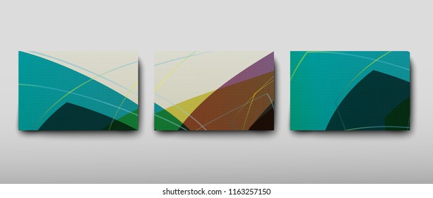 Cover with an abstract pattern of chaotically arranged lines on a colored background in retro style. Vector illustration