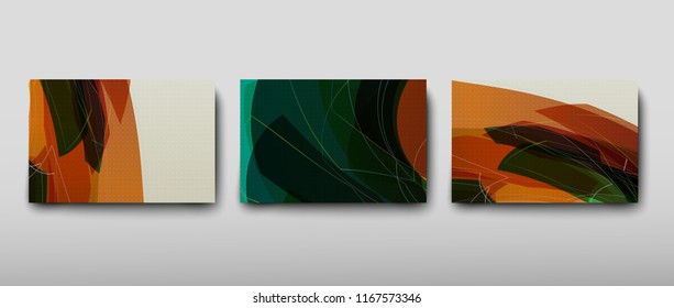 Cover with an abstract pattern of chaotically arranged lines on a colored background in retro style. Vector illustration