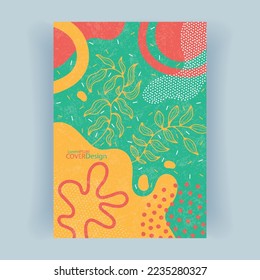 Cubrir con formas abstractas. Diseño de portada en formato A4, orientación vertical.