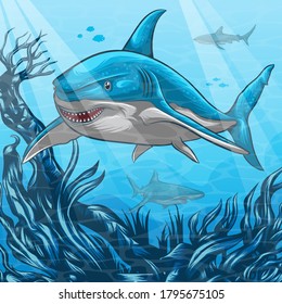 Cover animal in ocean concept illustration vector design