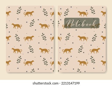 Cover with animal pattern, mystic elements illustration.