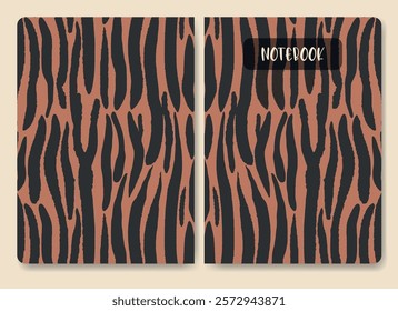 Cover with animal skin pattern. Cute colorful tiger skin background. Applicable for planner