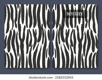 Cover with animal skin pattern. Cute colorful zebra skin background. Applicable for planner and notebooks