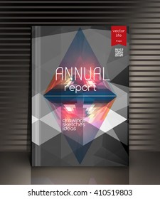 Cover of the Annual Report in the artistic style of the trend. Colored strip on the background. Cover of strokes, brush strokes, color strings. Cover for the book, booklet, scratchpad. modern cover