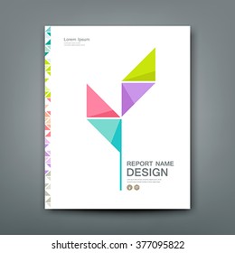 Cover Annual report colorful tree origami paper concept design, vector illustration