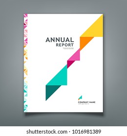 Cover Annual report colorful triangle paper layout design background, vector illustration