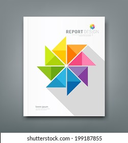 Cover Annual Report, Colorful Windmill Origami Paper Design, Vector Illustration