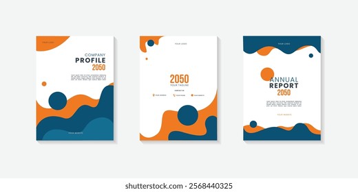 Cover Annual report and company profile business brochure flyer template, style wave modern business