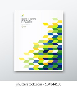 Cover annual report flag of brazil geometric design background, vector illustration