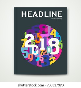 Cover Annual report number 2018 colorful number cercle shape Design background, vector illustration