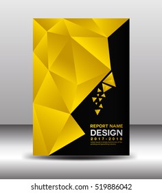 Cover Annual report template vector, business brochure flyer, yellow cover design, book cover,  polygon background