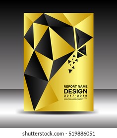 Cover Annual report template vector, business brochure flyer, Gold cover design, book cover,  polygon background