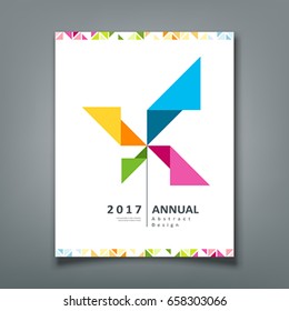 Cover Annual report, turbine origami paper design, vector illustration