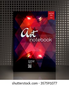 Cover art notebook. The modern concept of design in the polygonal style. Photorealistic vector image covers for books, notebooks, annual report. The optimum combination of graphics, text & free space