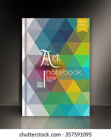 Cover art notebook. The modern concept of design in the polygonal style. Photorealistic vector image covers for books, notebooks, annual report. The optimum combination of graphics, text & free space