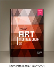 Cover art notebook. The modern concept of design in the polygonal style. Photorealistic vector image covers for books, notebooks, annual report. The optimum combination of graphics, text & free space