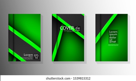 the cover of the background book collection in overlapping form in green and black. design vector