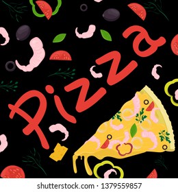 cover background illustration, on the theme of Italian pizza cuisine, for decoration and design vector EPS 10