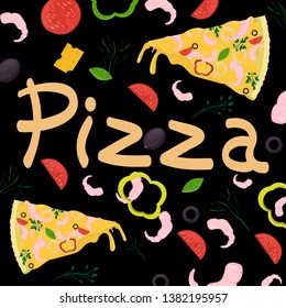 cover background illustration, on the theme of Italian pizza cuisine, for decoration and design vector EPS 10