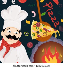 cover background illustration, on the theme of Italian pizza cuisine, for decoration and design vector EPS 10