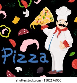 cover background illustration, on the theme of Italian pizza cuisine, for decoration and design vector EPS 10