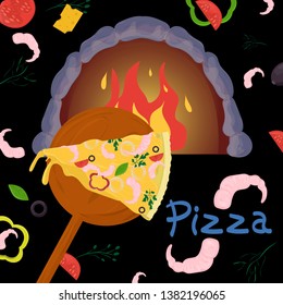 cover background illustration, on the theme of Italian pizza cuisine, for decoration and design vector EPS 10