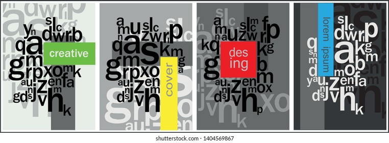 Cover background with modern design of letters and shapes.