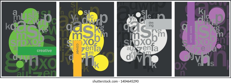 Cover background with modern design of letters and shapes.