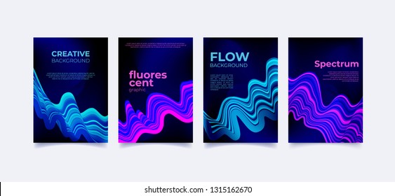 Cover background template with neon vibrant color wave pattern. Flyer, poster, brochure. Vector eps 10 design