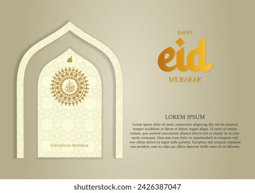 cover background template for ramadan event with calligraphy arabic ramadan, circle shape floral mosaic islamic art ornament and texture effect detail islamic pattern on background Format Vector