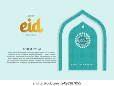 cover background template for ramadan event with calligraphy arabic ramadan, circle shape floral mosaic islamic art ornament and texture effect detail islamic pattern on background Format Vector