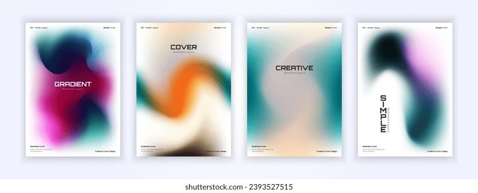 cover backgrounds set with modern abstract blurred color gradient. Smooth templates collection for brochures, posters, banners, flyers and cards