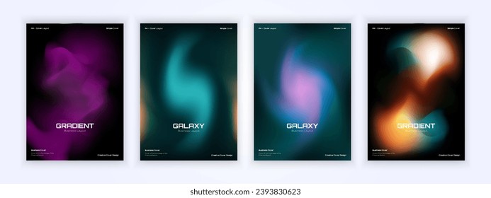 cover backgrounds set with modern abstract blurred color gradient. Smooth templates collection for brochures, posters, banners, flyers and cards