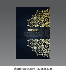 Cubierta   plantilla de banner o tarjeta y fondo con mandala