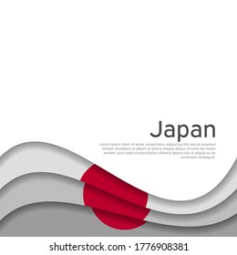 Cover, banner in the colors of japan. Background - japan wavy flag. Paper cut style illustration. Japanese flag vector design for business booklet, flyer, poster, cover