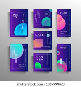 Cover of a banner, flyer, poster a set of templates of different formats. Colorful vector geometric design.